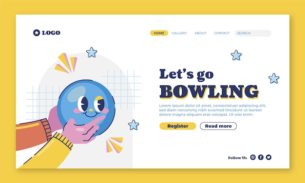 Free vector bowling game  landing page template