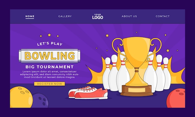 Free vector bowling game  landing page template