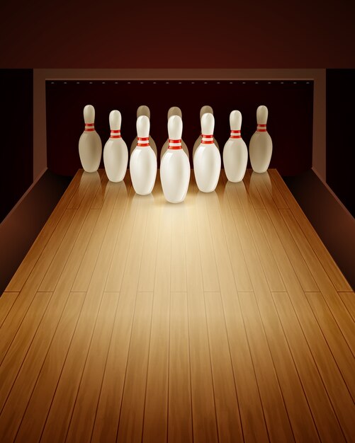 Bowling Game Realistic Illustration 