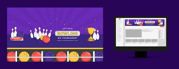 Vettore gratuito arte del canale youtube del gioco di bowling