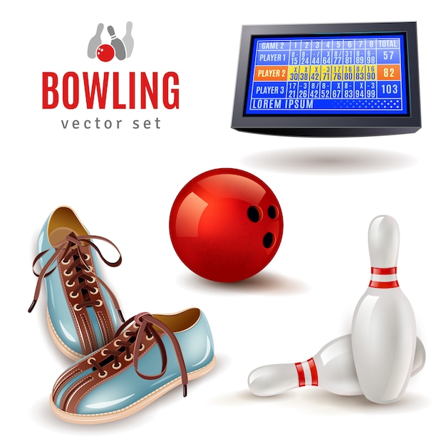 Vettore gratuito set di icone di bowling