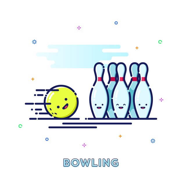 ボウリングイラスト プレミアムベクター