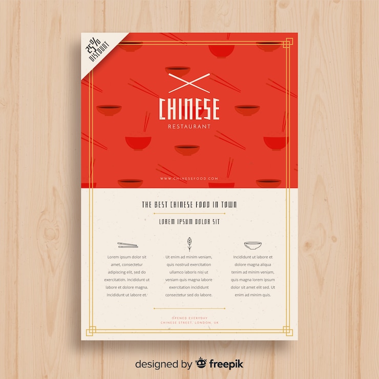 Free Vector bowls and chopsticks chinese food flyer