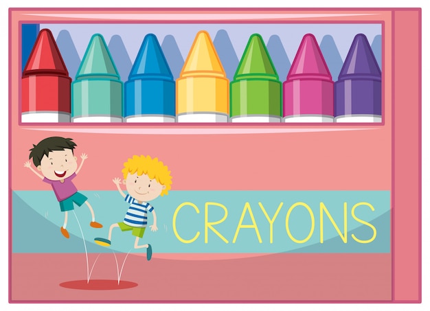 Free vector box of colorful crayongs