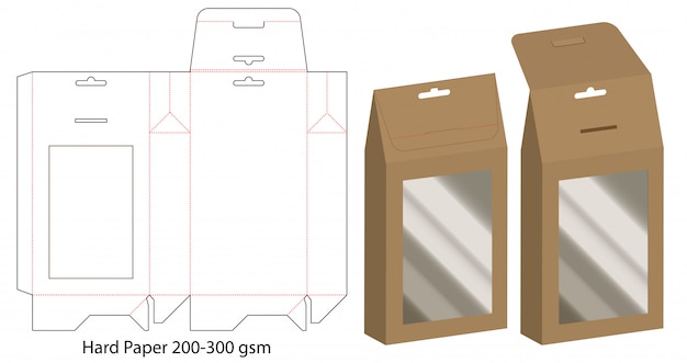 Коробка упаковочная высечки шаблон дизайна. 3d макет
