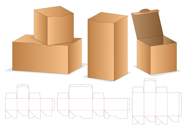 Box packaging die cut template design. 3d mock-up