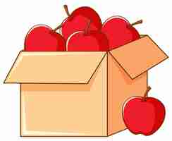 Free vector box of red apples on white background