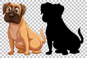 Vettore gratuito cane boxer e la sua silhouette