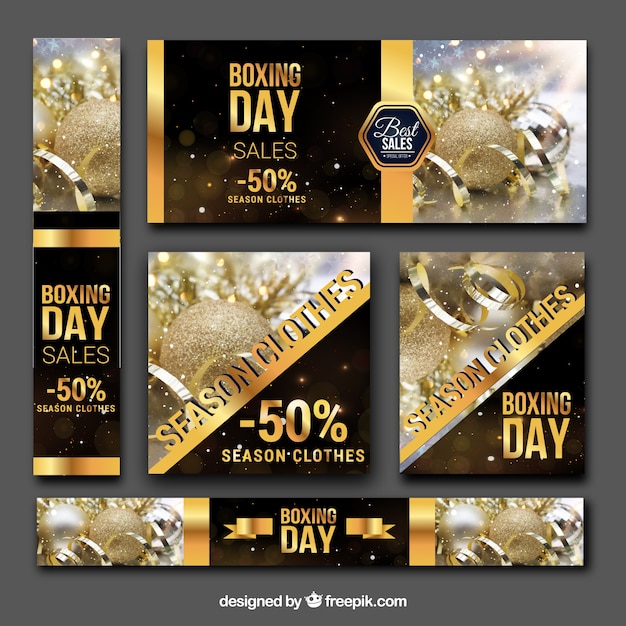 Free vector boxing day banners pack