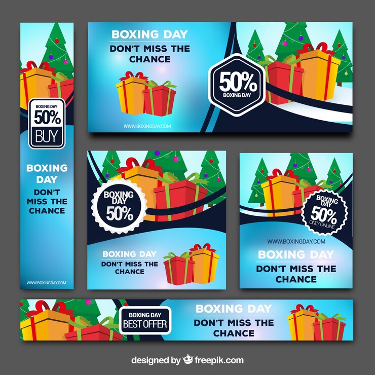 Free Vector boxing day banners pack 