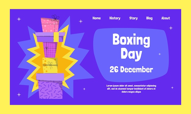 Free vector boxing day event landing page template