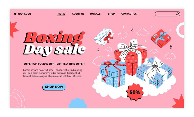 Free vector boxing day event landing page template