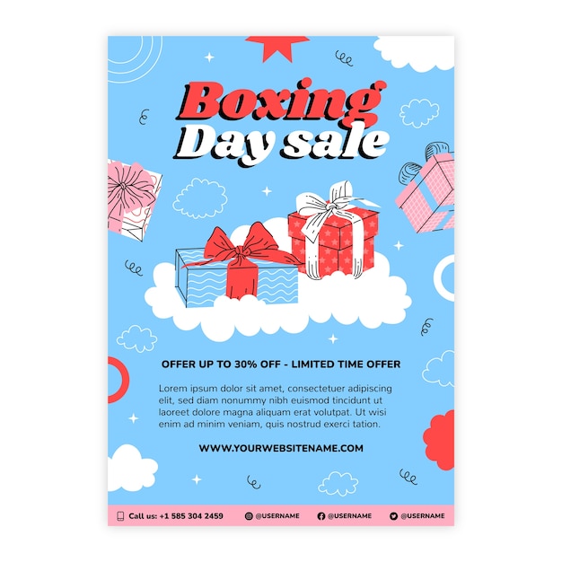 Free vector boxing day event vertical poster template