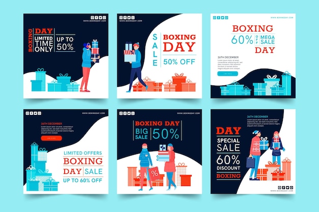 Free vector boxing day ig post collection