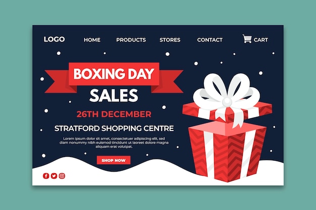 Free vector boxing day landing page