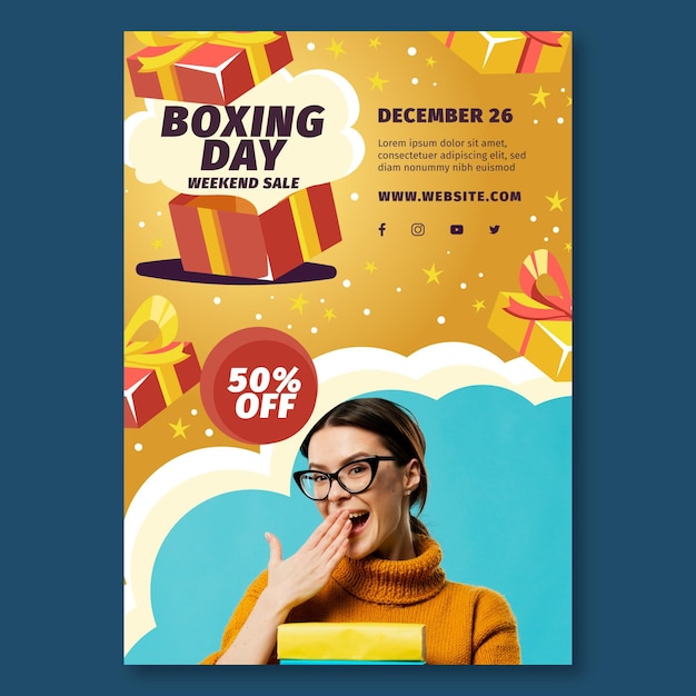 Free vector boxing day poster a4