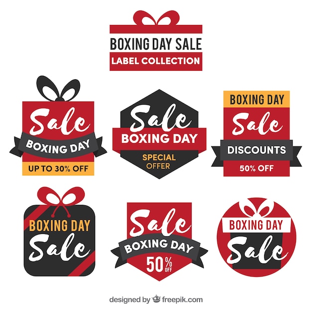 Free vector boxing day sale badge with gift shape