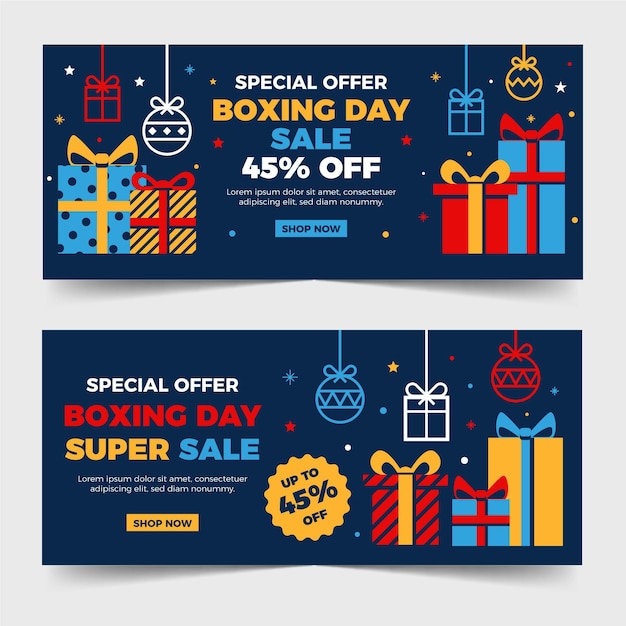 Boxing day sale banners in flat design