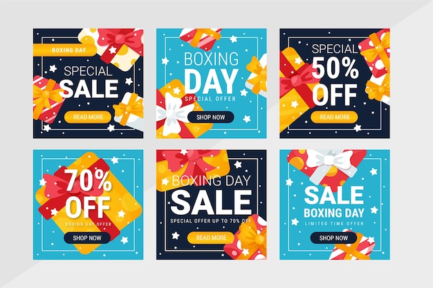 Free vector boxing day sale instagram post collection