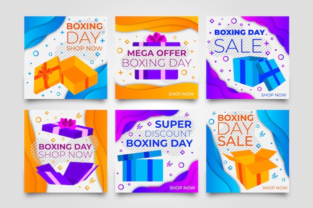 Free vector boxing day sale instagram post collection