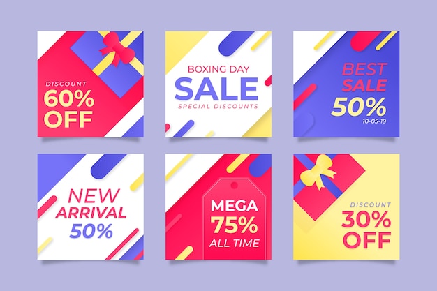 Free vector boxing day sale instagram post collection