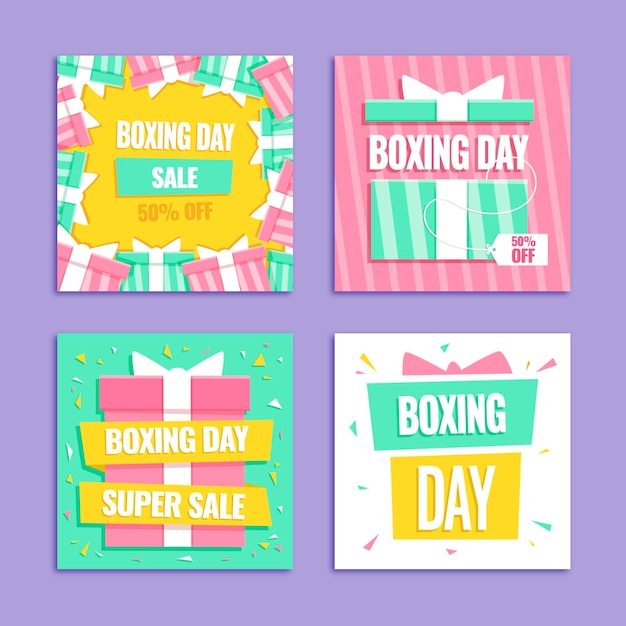 Boxing day sale instagram posts set