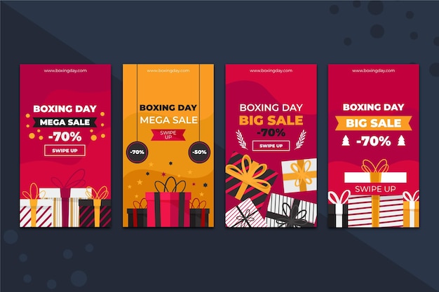 Free vector boxing day sale instagram stories collection