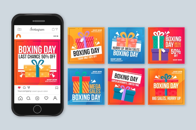 Free vector boxing day sale instagram story collection