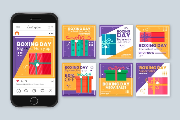 無料ベクター ボクシングデーセールinstagramストーリーコレクション