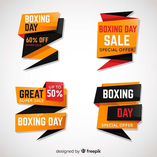 Free vector boxing day sale labels collection