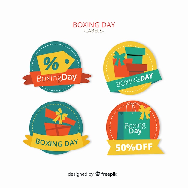 Free vector boxing day sale labels collection