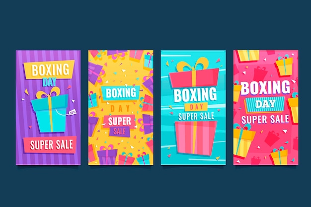 Free vector boxing day sale social media stories