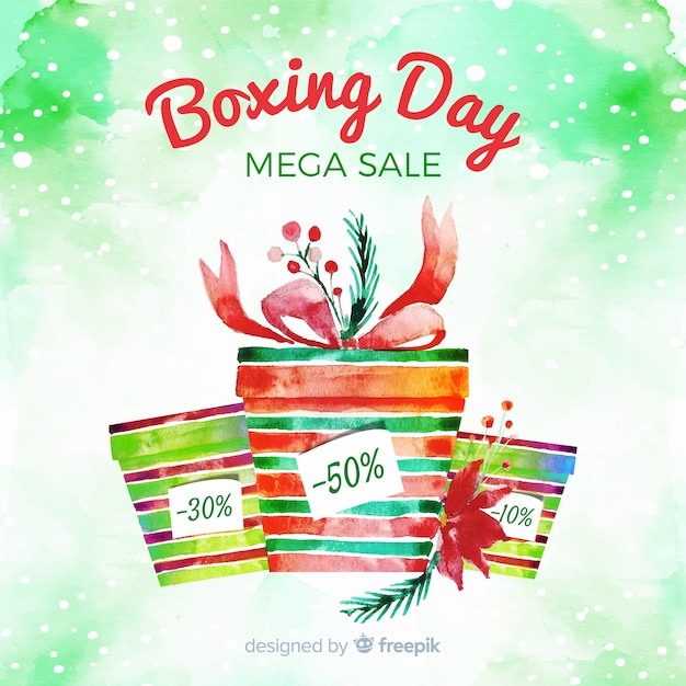 Free vector boxing day sale in watercolor