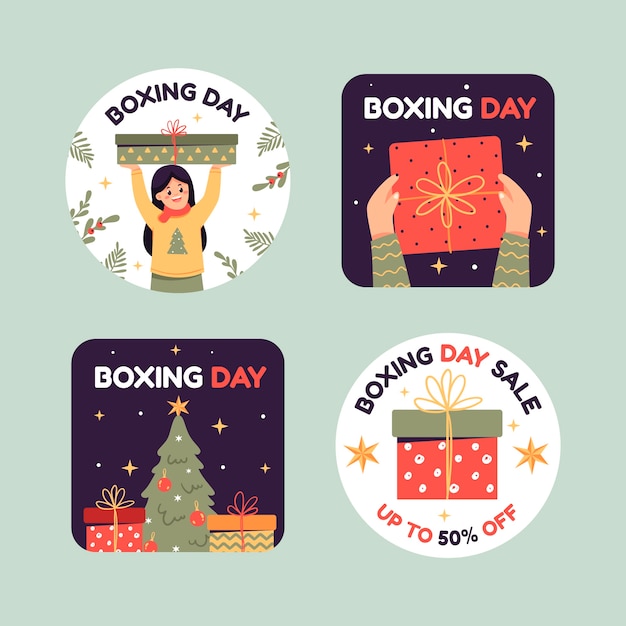 Free vector boxing day sales labels collection