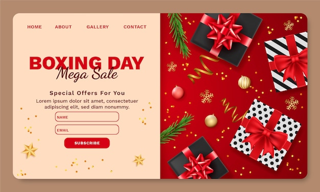 Boxing day sales landing page template