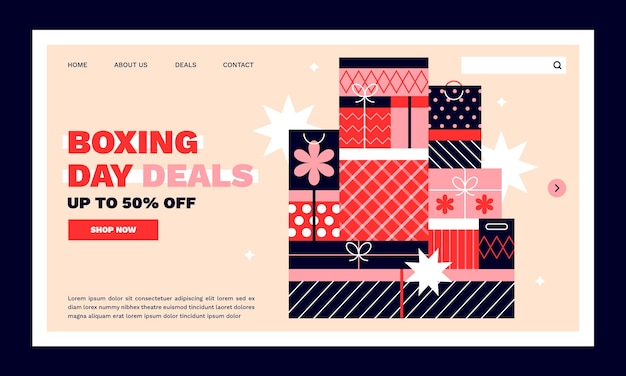 Free vector boxing day sales landing page template