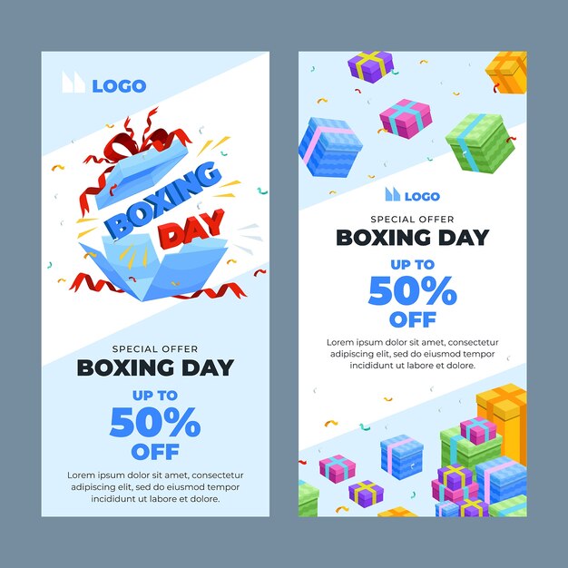 Boxing day sales vertical banners set