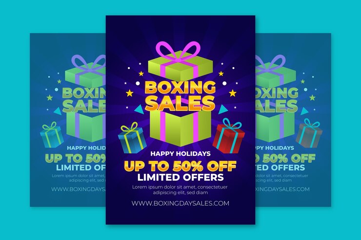Free Vector boxing day sales vertical poster template