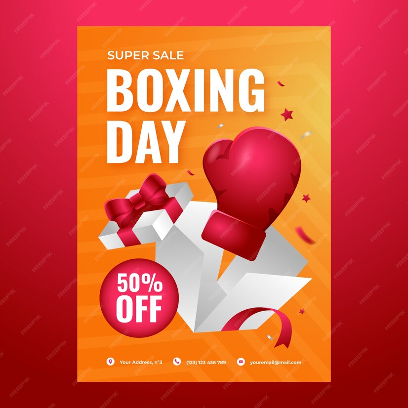 Free Vector Boxing day sales vertical poster template