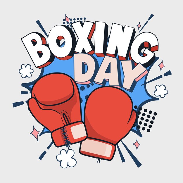 Boxing day vector illustration, Cartoon red boxing glove icon, front and back.