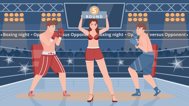 Boxing Ring Flat Illustration