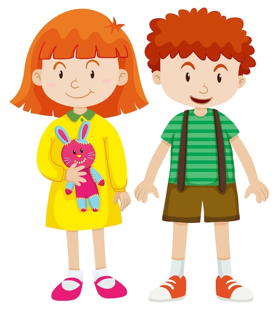 Бесплатное векторное изображение Мальчик и девочка с счастливым лицом