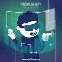 Free vector boy background with virtual reality