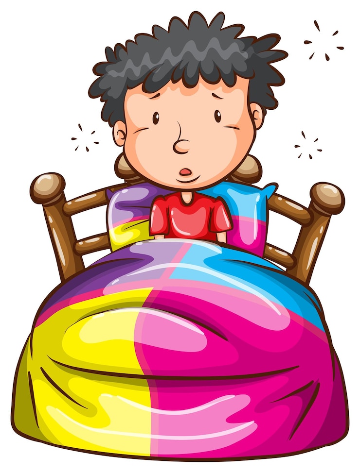 मुफ़्त वेक्टर a boy at the bed