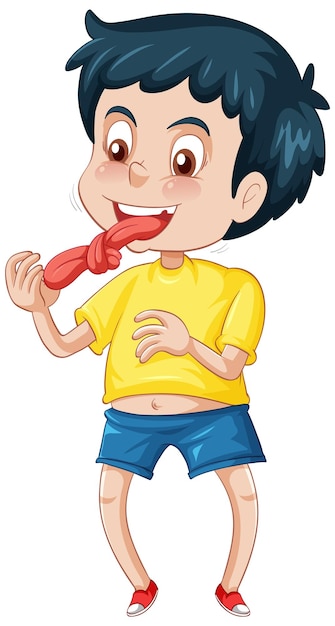 Boy cartoon character with tongue twister