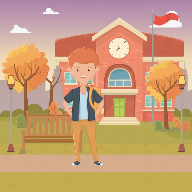 Free vector boy cartoon of school design