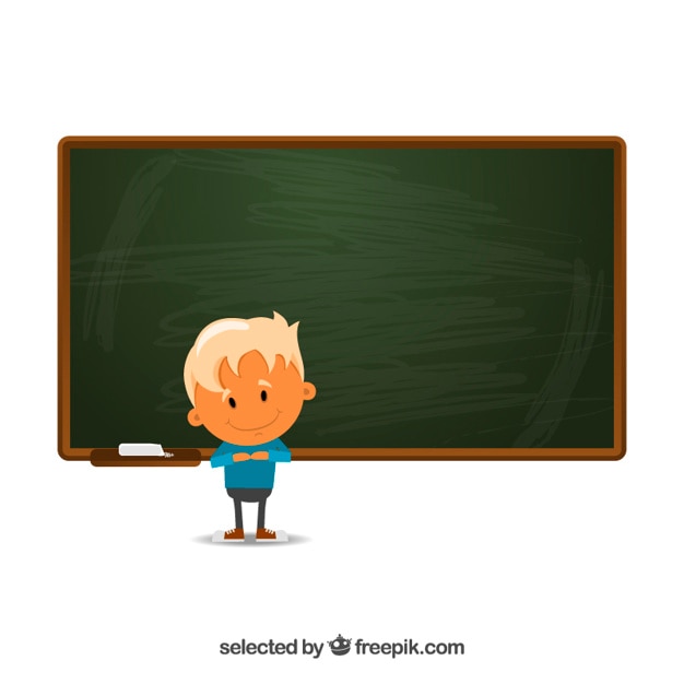 Free vector boy and a chalkboard