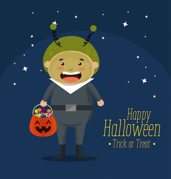 Free vector boy dressed up as a martian