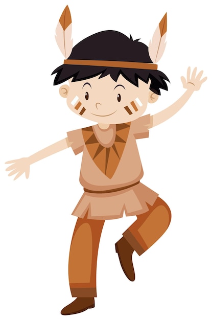 Free vector boy dressed up as native indian