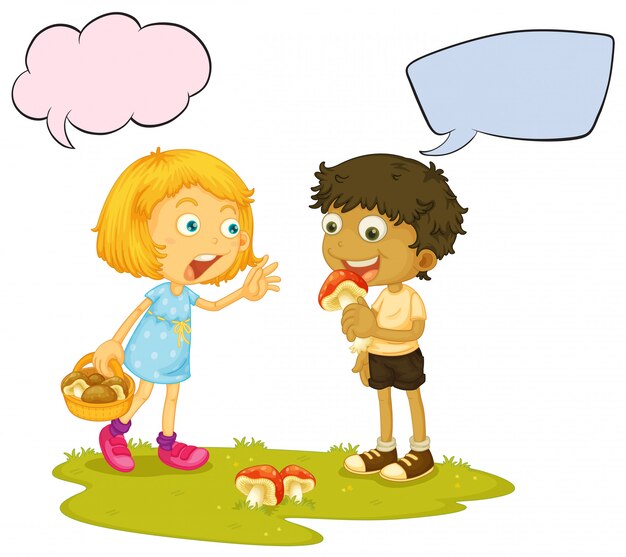 Boy eating mushroom speech balloon